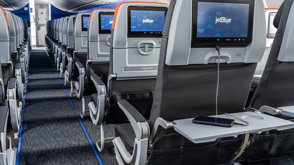 Digital displays on Jet Blue airplane seats