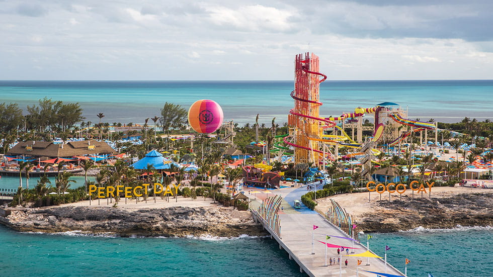 CocoCay Bahamas private island post thats owned by the Royal Caribbean cruise line where guests can
