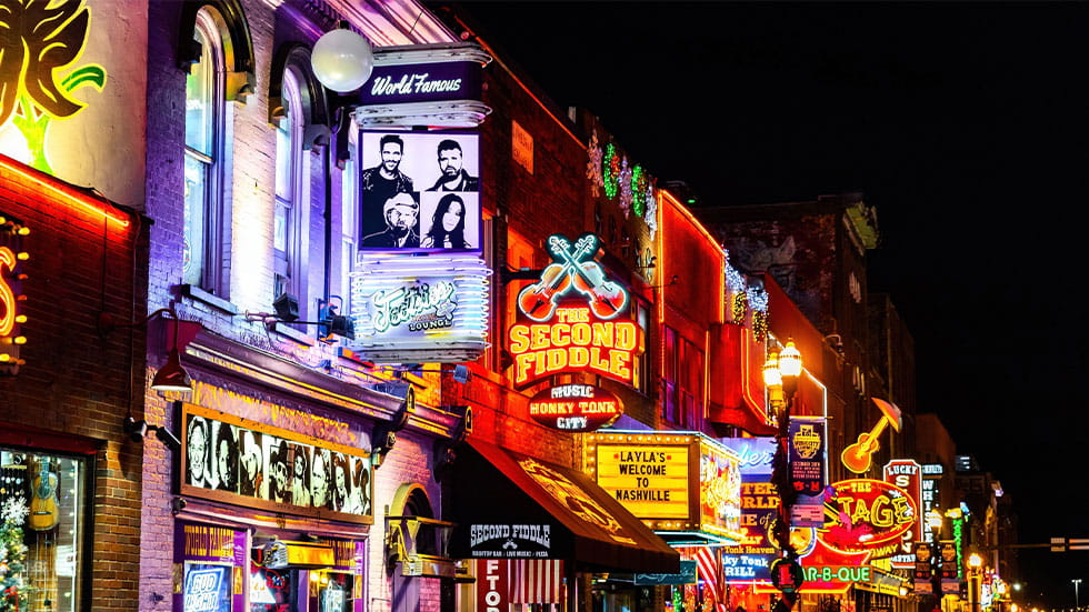 Tootsie’s Orchid Lounge and other honky tonks on Beale Street in Nashville, Tennessee