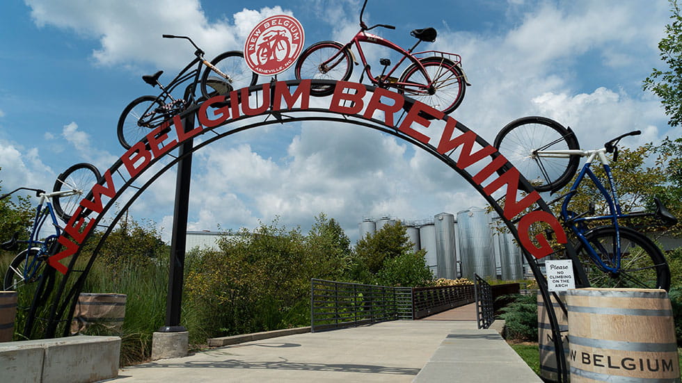 New Belgium beer manufacture and tour entrance to factory located in Asheville, NC. Photo by Mphillips007/iStock.com