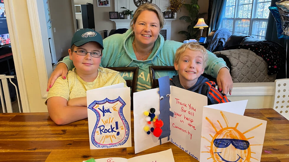 Family Creates Thank You Cards for Heros