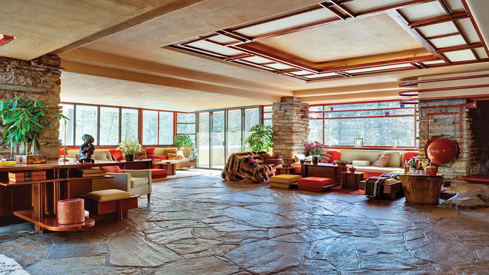 Fallingwater view of living roomChristopher Littlecourtesy of the Western Pennsylvania Conservancy