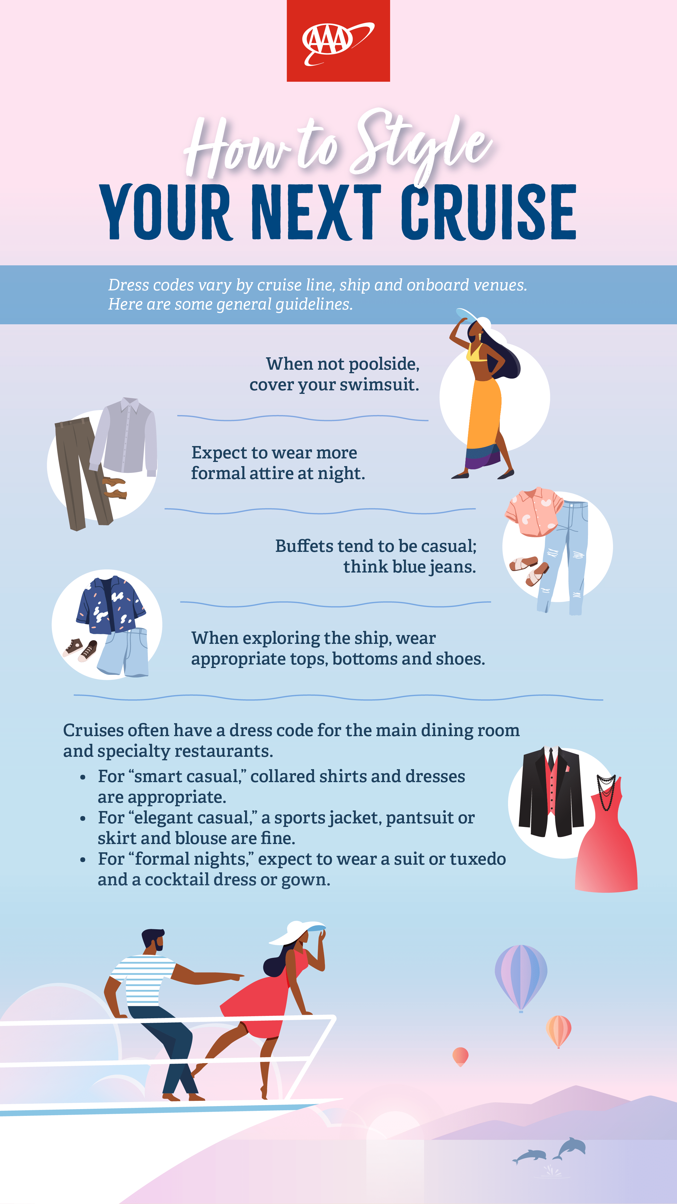 AAA infographic on cruise line dress codes