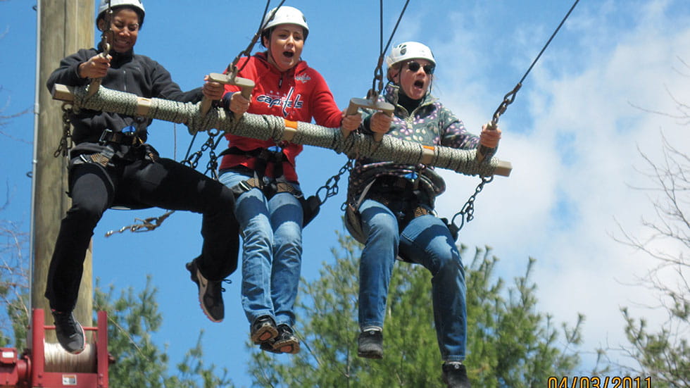 A sky-high swing at Terrapin Adventures. Photo courtesy of Terrapin Adventures