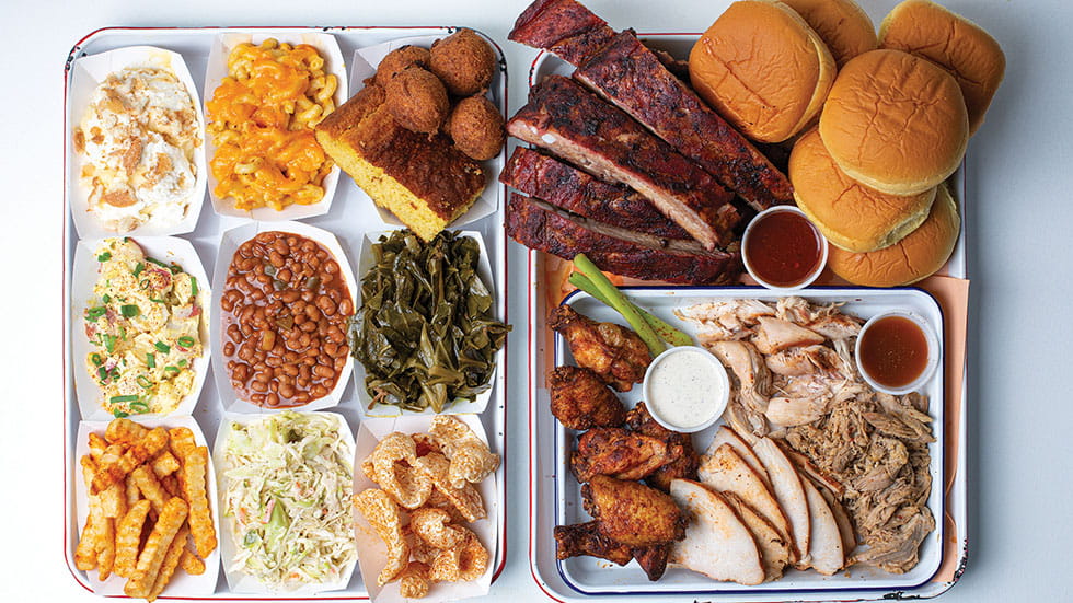 Feast on the Taste Plate from Rodney Scott’s Whole Hog BBQ in Charleston, South Carolina. Photo by Angie Mosier
