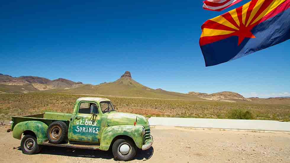 AZ Road Trip Vintage truck in western Arizona near Route 66 Photo credit Arizona Office of Tourism