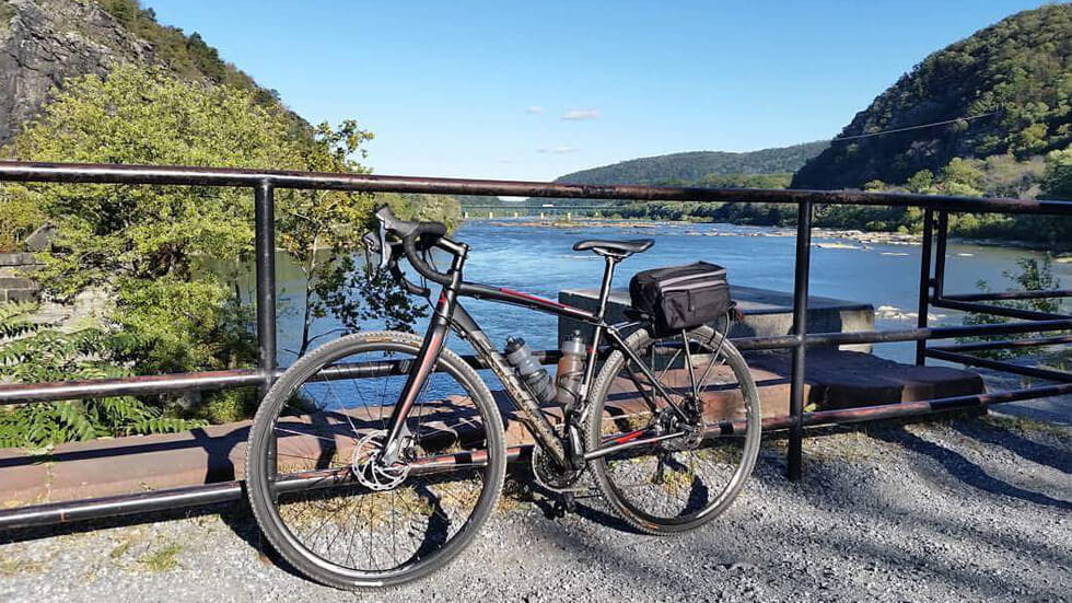 Bike stopped along Potomac near Harper's Ferry