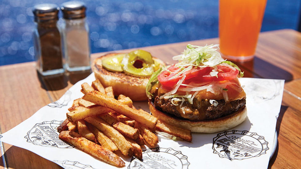 A signature dish from guy fieri’s burger joint aboard Carnival Cruise ships. Photo courtesy of Carnival Cruise Line