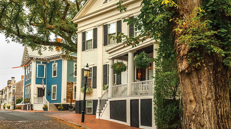 Nantucket’s walkable streets are lined by historic homes that once belonged to ship owners and ship captains. Photo by John/Stock.Adobe.com