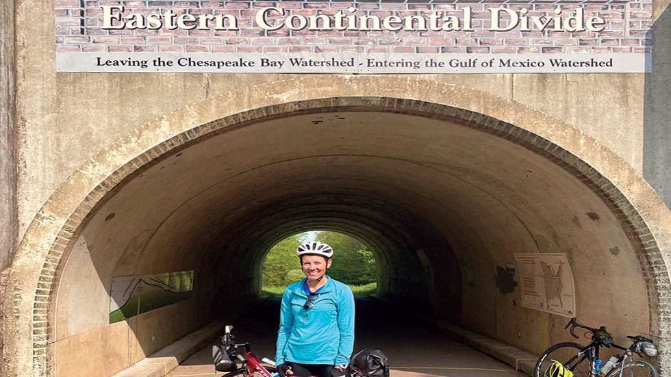 Erin Gifford at the Eastern Continental Divide, which marks the high point of the trail.