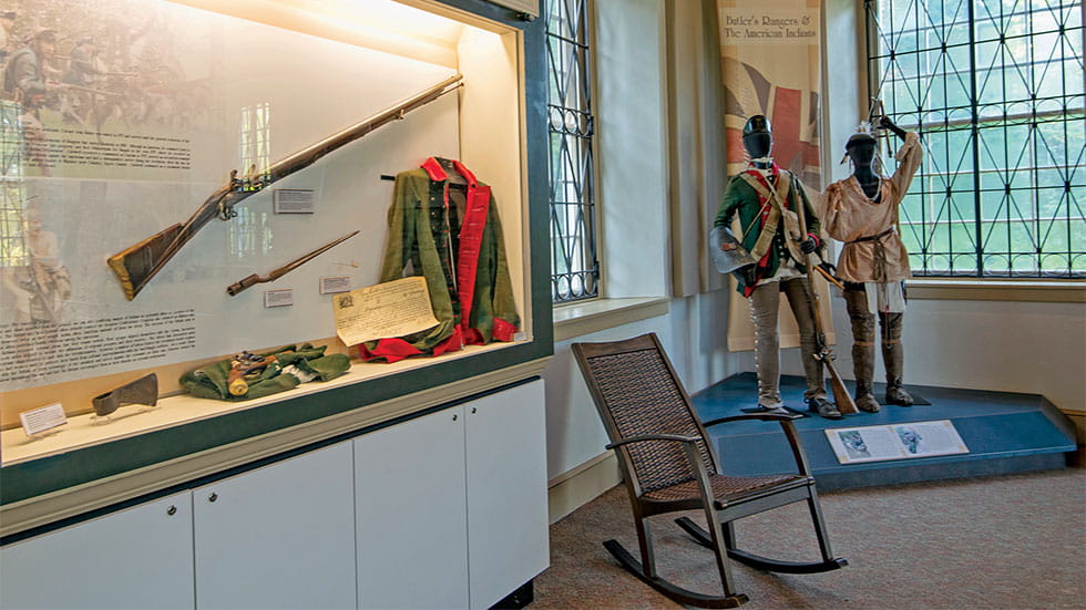 The Pioneer Museum at Blue Licks Battlefield displays Revolutionary War-era weaponry and replica uniforms.