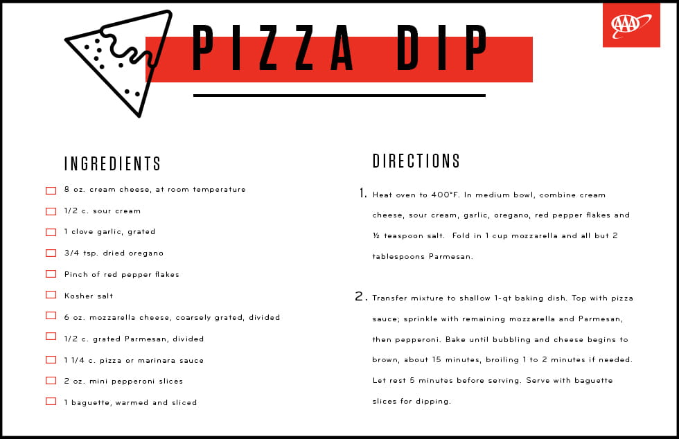Pizza Dip Recipe Card