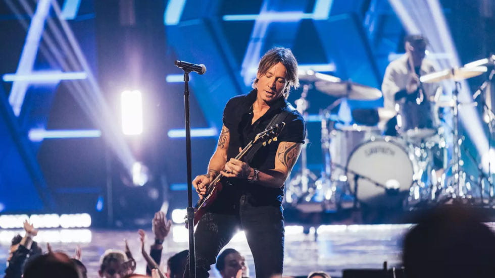 Keith Urban on stage at a concert