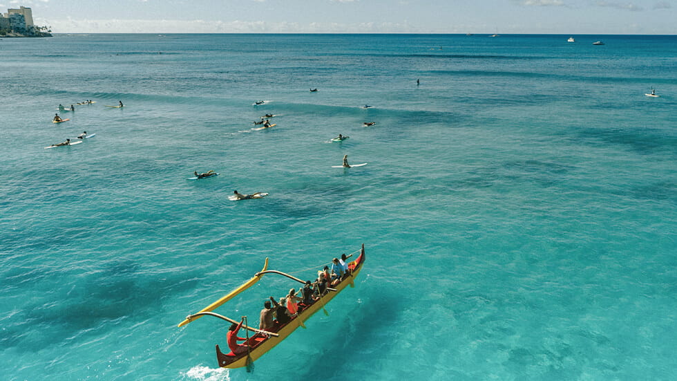 Outrigger canoe paddling in Hawaii