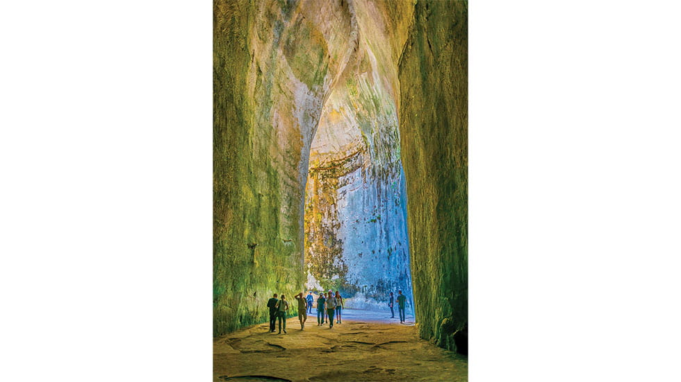 The Orecchio di Dionisio (“Ear of Dionysius”) cave in Syracuse’s Neapolis Archaeological Park. Photo by dudlajzov/STOCK.ADOBE.COM