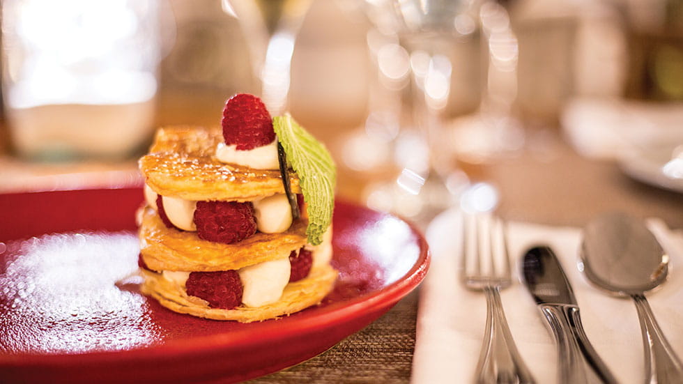 Mille-Feuille aux Framboises at L’Astrolabe. Photo credit photo Donovane Tremor