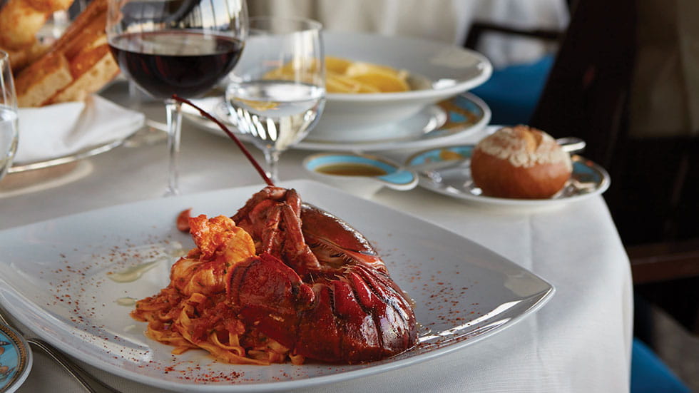 Specialty restaurants dishing up culinary masterpieces are a hallmark of dining aboard the Marina