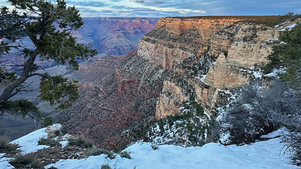 Snow dust in the Grand Canyon