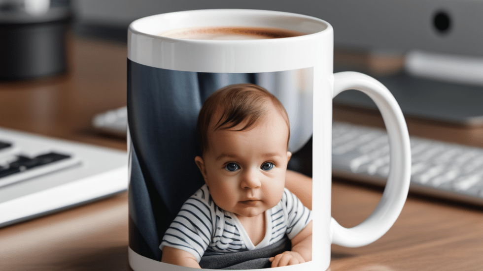 baby picture on a coffee mug